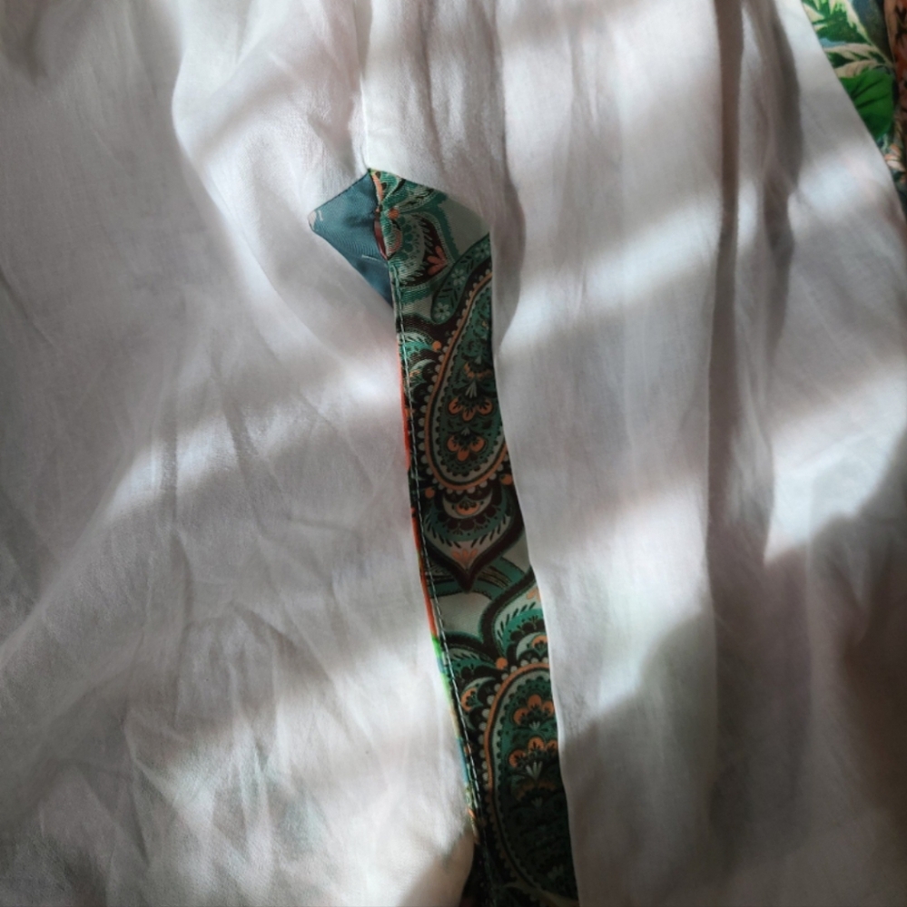 Zara‎ Women's SZ Sm. Satin Floral tie kimono jacket green orange Coral lined - Picture 10 of 10